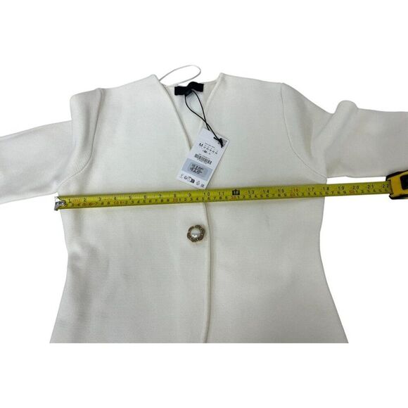 Zara Womens Sweater Size M Ivory Smooth Knit Cardigan Vneck Casual 4192/005 NWT - Picture 9 of 13